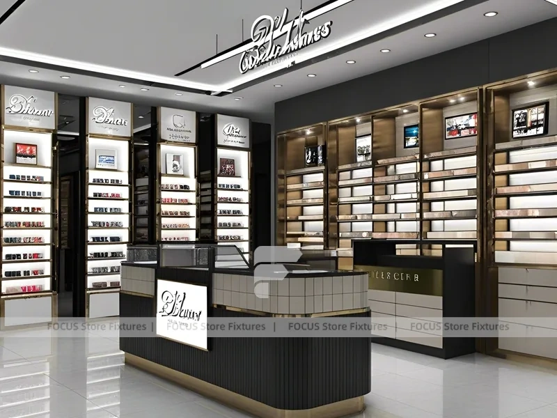 Statement Black Optical Luxury Boutique with Premium Wall Bays