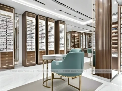 Statement Teal Eyewear Gallery Interior with Orange Feature Pavilion