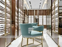 Statement Teal Eyewear Gallery Interior with Orange Feature Pavilion