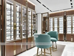 Statement Teal Eyewear Gallery Interior with Orange Feature Pavilion