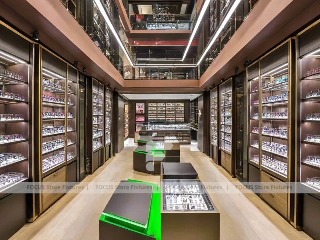 Urban Steel Eyewear Urban Showroom with Double-Height Display Grid