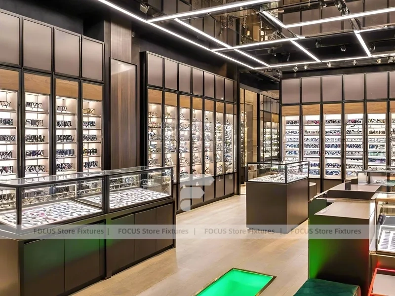 Urban Steel Eyewear Urban Showroom with Double-Height Display Grid