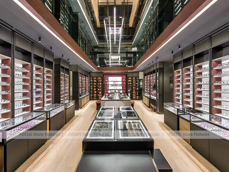 Urban Steel Eyewear Urban Showroom with Double-Height Display Grid