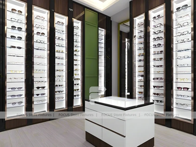 Urban Steel Optical Loft Gallery with Double-Height Display Grid