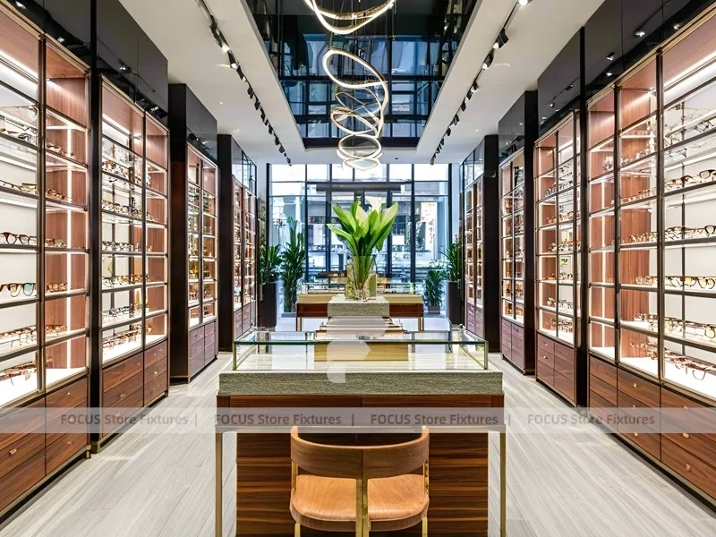 Warm Bronze Eyewear Boutique Hall with Boutique Reception Zone