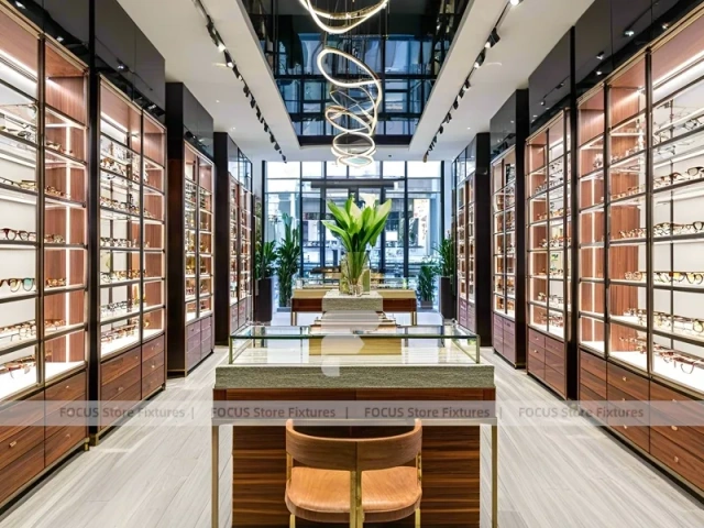 Warm Bronze Eyewear Boutique Hall with Boutique Reception Zone