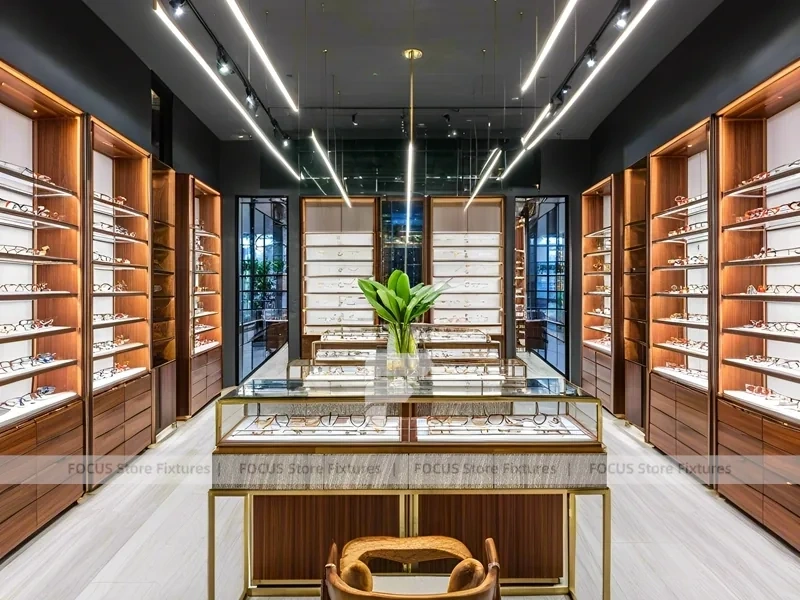 Warm Bronze Eyewear Boutique Hall with Boutique Reception Zone