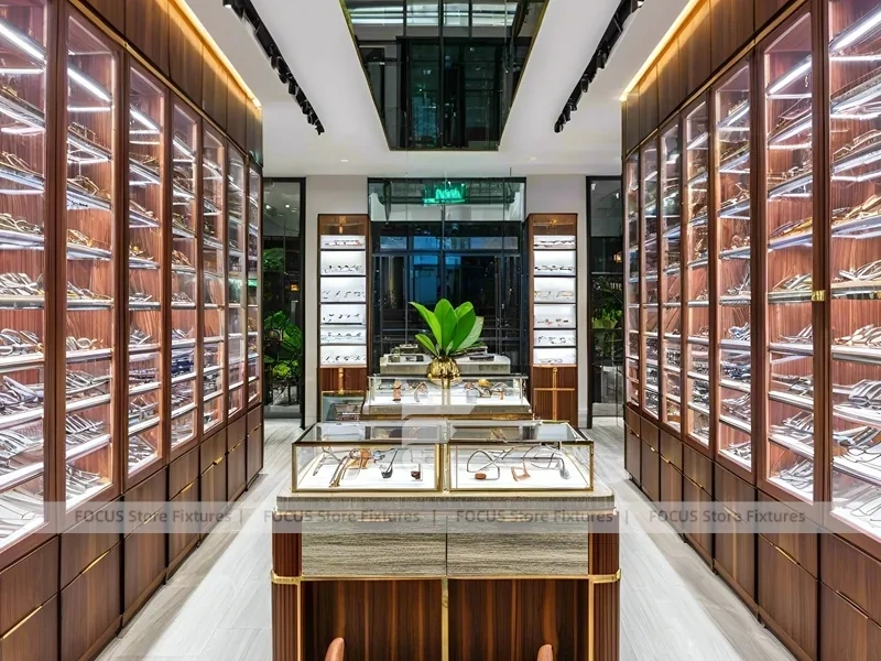 Warm Bronze Eyewear Boutique Hall with Boutique Reception Zone