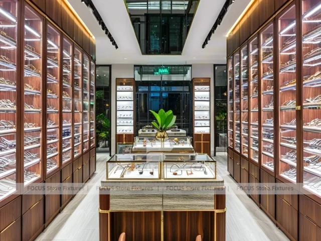 Warm Bronze Eyewear Boutique Hall with Boutique Reception Zone