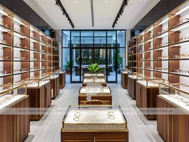 Warm Bronze Eyewear Boutique Hall with Boutique Reception Zone