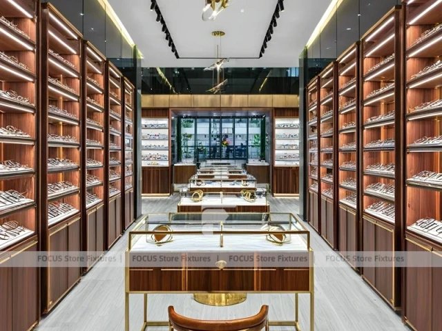 Warm Bronze Eyewear Boutique Hall with Boutique Reception Zone