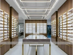 Warm Bronze Vision Retail Passage for Premium Eyewear Boutique