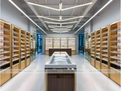 Warm Bronze Vision Retail Passage for Premium Eyewear Boutique