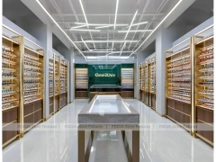 Warm Bronze Vision Retail Passage for Premium Eyewear Boutique