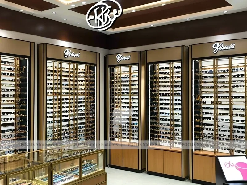Warm Bronze Vision Retail Passage for Premium Eyewear Boutique