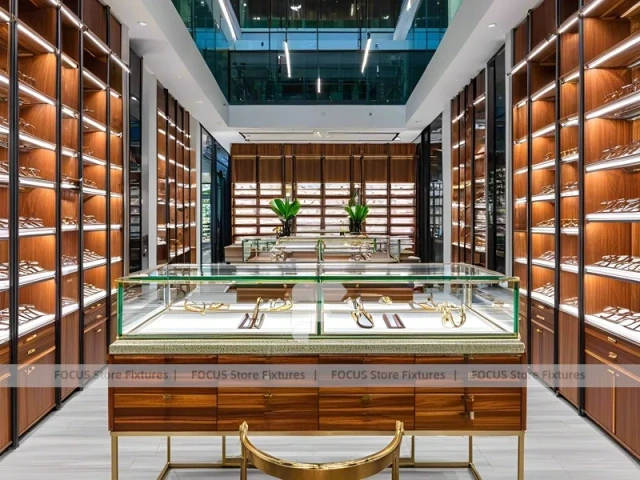 Warm Bronze Vision Retail Passage with Boutique Reception Zone