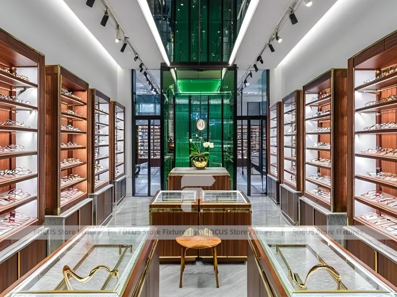 Warm Bronze Vision Retail Passage with Boutique Reception Zone