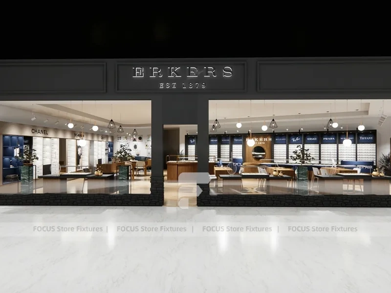 Warm Concept Eyewear Store Concept with Glass Shopfront Entry