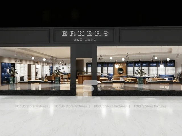 Warm Concept Eyewear Store Concept with Glass Shopfront Entry