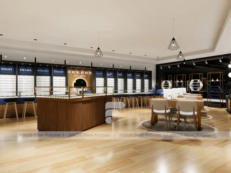 Warm Concept Eyewear Store Concept with Glass Shopfront Entry