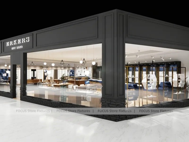 Warm Concept Eyewear Store Concept with Glass Shopfront Entry