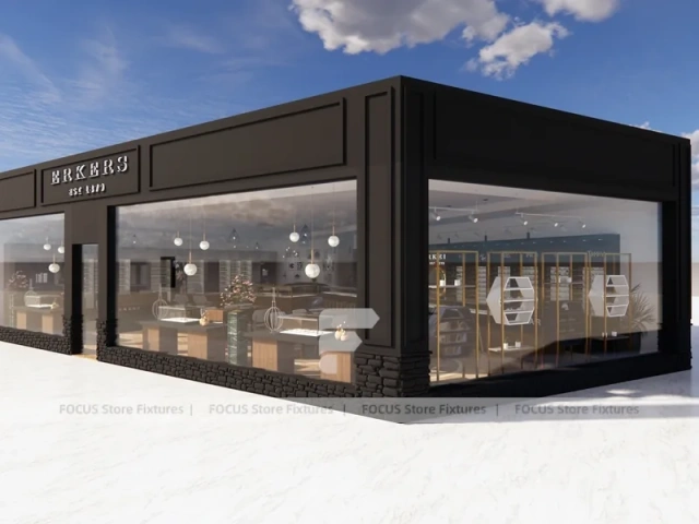 Warm Concept Eyewear Store Concept with Glass Shopfront Entry