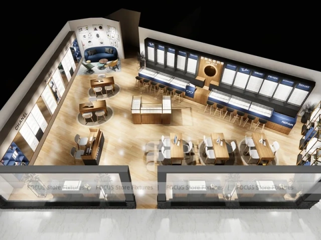 Warm Concept Eyewear Store Concept with Glass Shopfront Entry