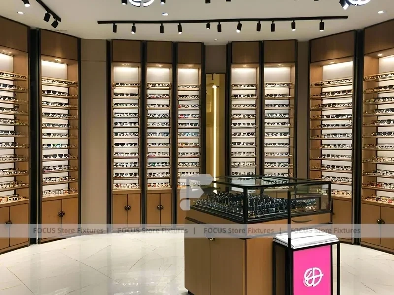 Woodgrain Optical Corridor Gallery for Premium Eyewear Boutique
