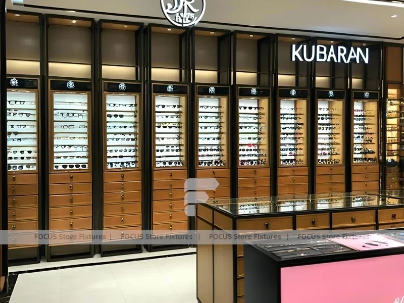 Woodgrain Optical Corridor Gallery for Premium Eyewear Boutique