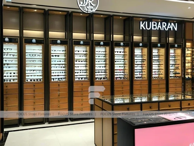 Woodgrain Optical Corridor Gallery for Premium Eyewear Boutique