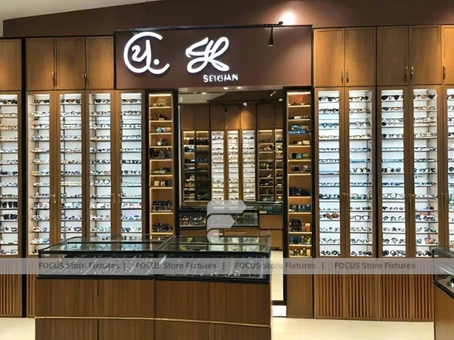 Woodgrain Optical Corridor Gallery for Premium Eyewear Boutique
