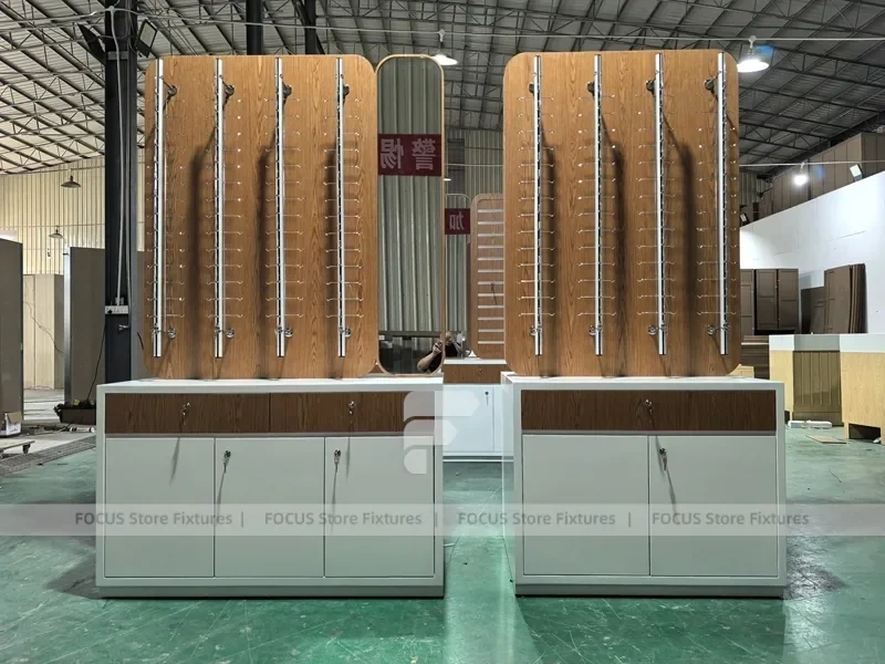 Woodgrain Optical Fixture System with Reception Counter