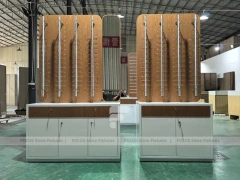 Woodgrain Optical Fixture System with Reception Counter