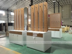 Woodgrain Optical Fixture System with Reception Counter