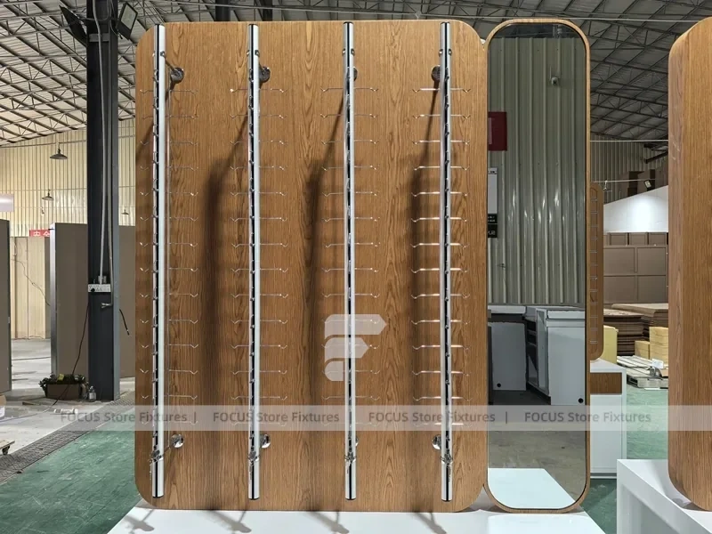 Woodgrain Optical Fixture System with Reception Counter