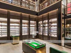 Woodgrain Optical Loft Gallery with Steel-Framed Wall Cabinets
