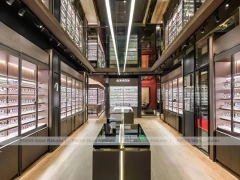 Woodgrain Optical Loft Gallery with Steel-Framed Wall Cabinets