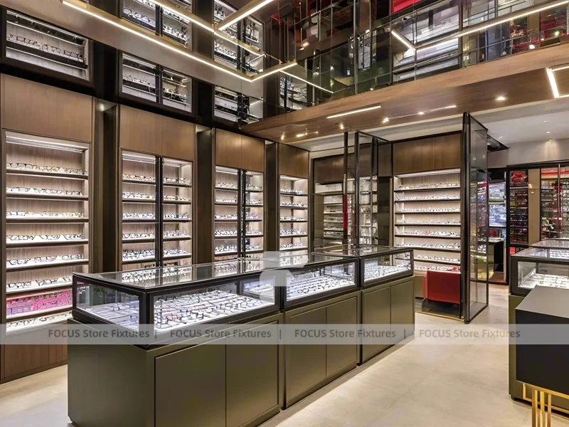 Woodgrain Optical Loft Gallery with Steel-Framed Wall Cabinets