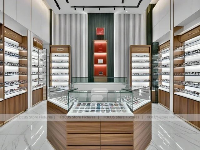 Woodgrain Optical Modular Interior with Tall Perimeter Wall Bays