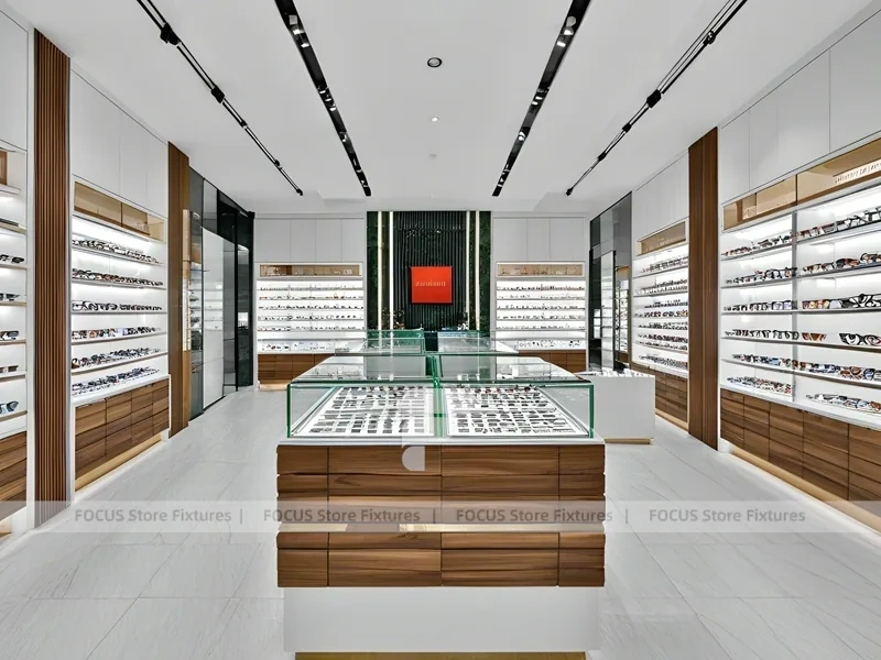 Woodgrain Optical Modular Interior with Tall Perimeter Wall Bays