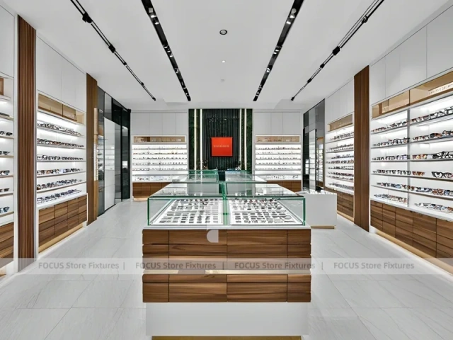 Woodgrain Optical Modular Interior with Tall Perimeter Wall Bays