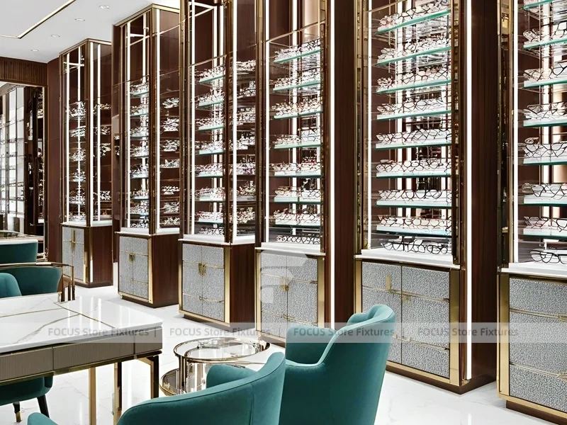 Woodgrain Optical Statement Boutique with Consultation Corner Seating