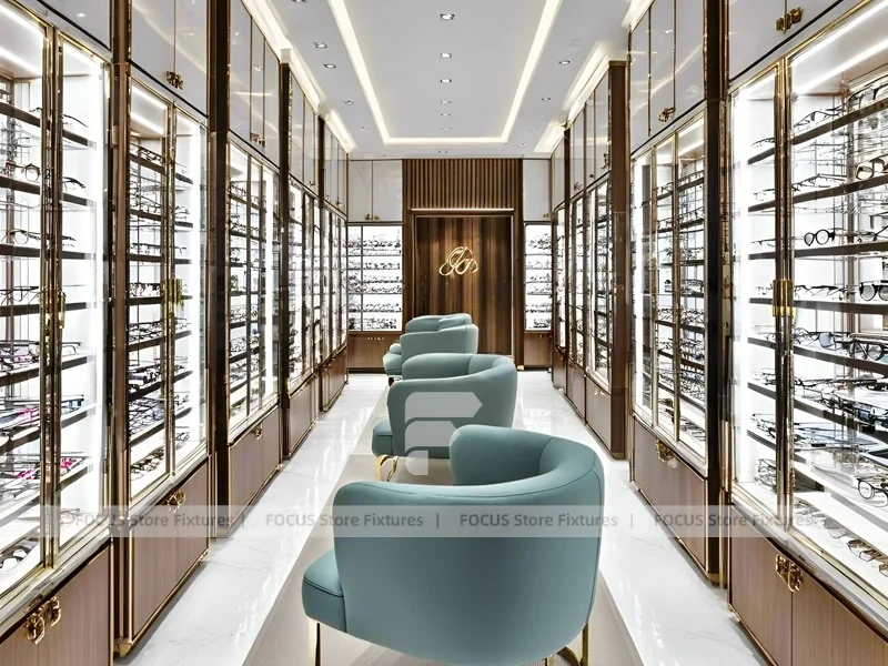 Woodgrain Optical Statement Boutique with Consultation Corner Seating