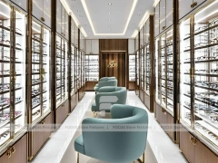 Woodgrain Optical Statement Boutique with Consultation Corner Seating