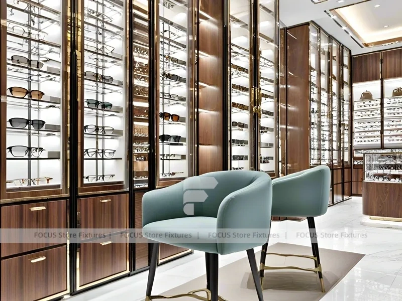 Woodgrain Optical Statement Boutique with Consultation Corner Seating