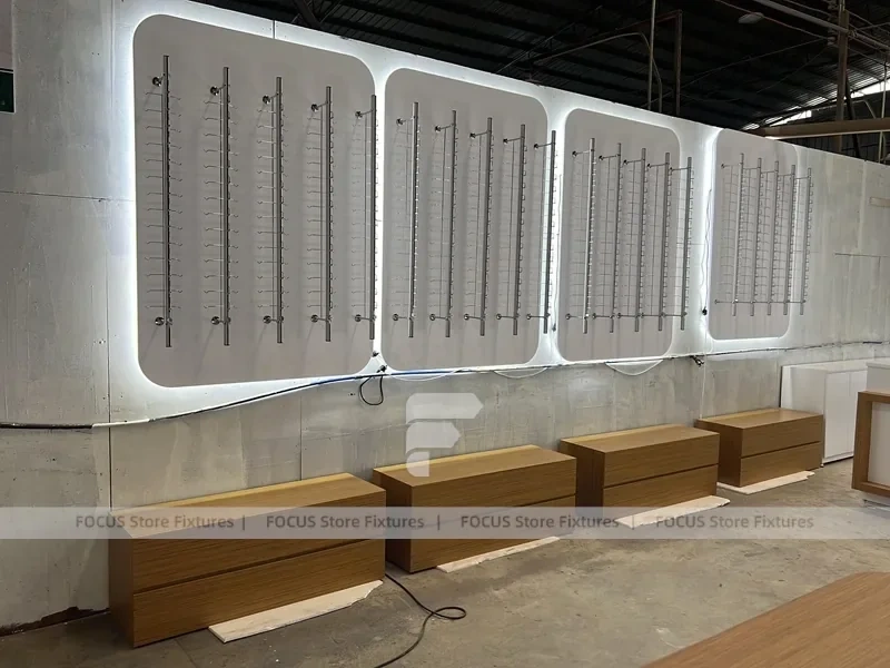 Workshop Display System Vision Retail Mockup for Premium Eyewear Boutique