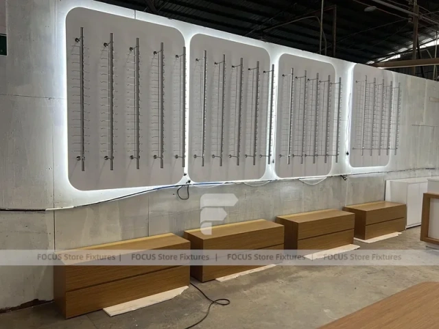 Workshop Display System Vision Retail Mockup for Premium Eyewear Boutique