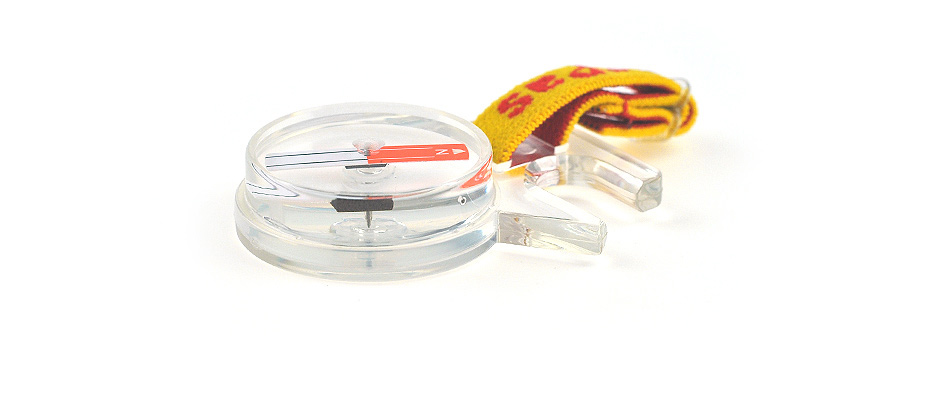 High-speed navigation: checking the compass needle while at full stride.