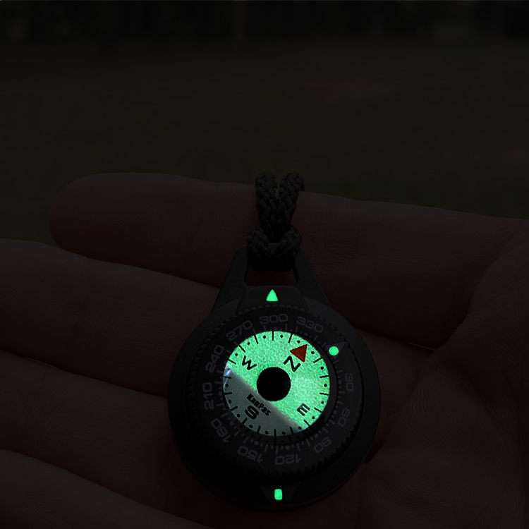 KanPas Luminous EDC Compass with zipper pull ring and lanyard   # K-18