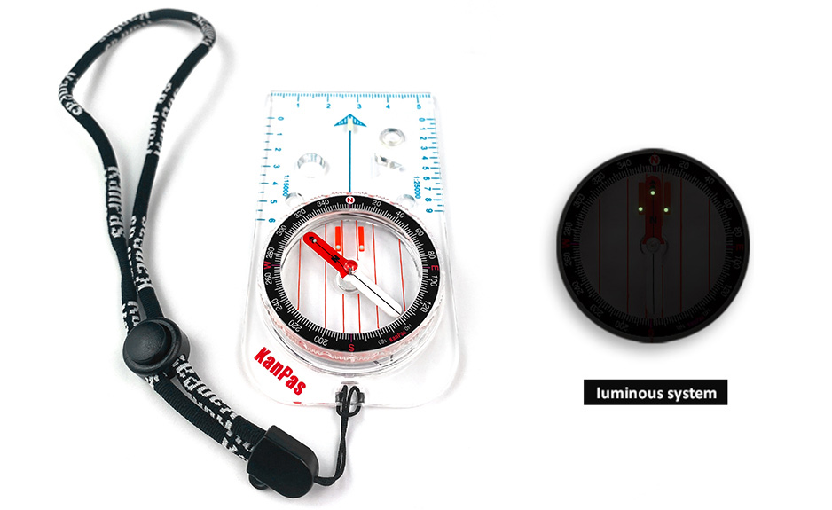 1:1000,1:15000 Transparent baseplate compass with ruler scales for accurate route planning.